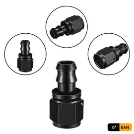 SYKRSS 6AN Straight Push Lock Hose End Fitting Aluminum Female Swivel to Push Lock Barb Type Fitting for Rubber Fuel Line