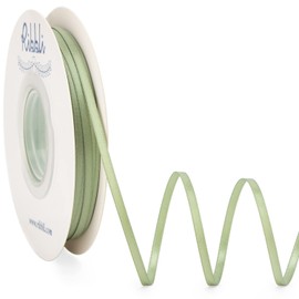 Ribbli Dusty Sage Satin Ribbon Double Faced Satin 1/8 Inch x Continuous 50 Yards-Sage Green Ribbon for Gift Wrapping Crafts Wedding Decoration Bows Bouquet Floral Arrangement