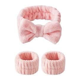 Face Wash Headband & Wrist Bands 3 Pack - Soft Fleece Spa Headbands for Face Washing & Makeup:_08