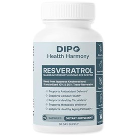 DIPO Resveratrol Complex 600mg - Trans Resveratrol Supplement from Japanese Knotweed Root Extract - Antioxidant for Heart Health & Healthy Aging, Vega