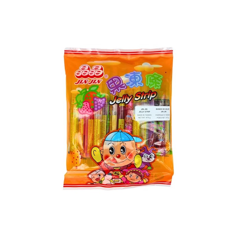 Jin Jin Assorted Fruit Jelly Straws — 5 Flavours: Grape,