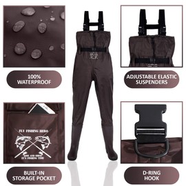 FLY FISHING HERO Chest Waders for Men & Women with Boots - Camo (11 Men / 13 Women)