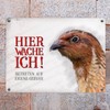 Metal Sign with Quail Motif and Saying "Betreten auf eigene