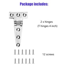 Hopbucan Marine Grade T Hinges Boat Hinges 4x2 Noiseless Durable 316 Stainless Steel with Screws (Pack of 2)