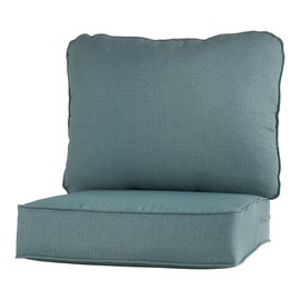 Greendale Home Fashions Outdoor Reversible 2-Piece Deep Seat Cushion Set, Seafoam