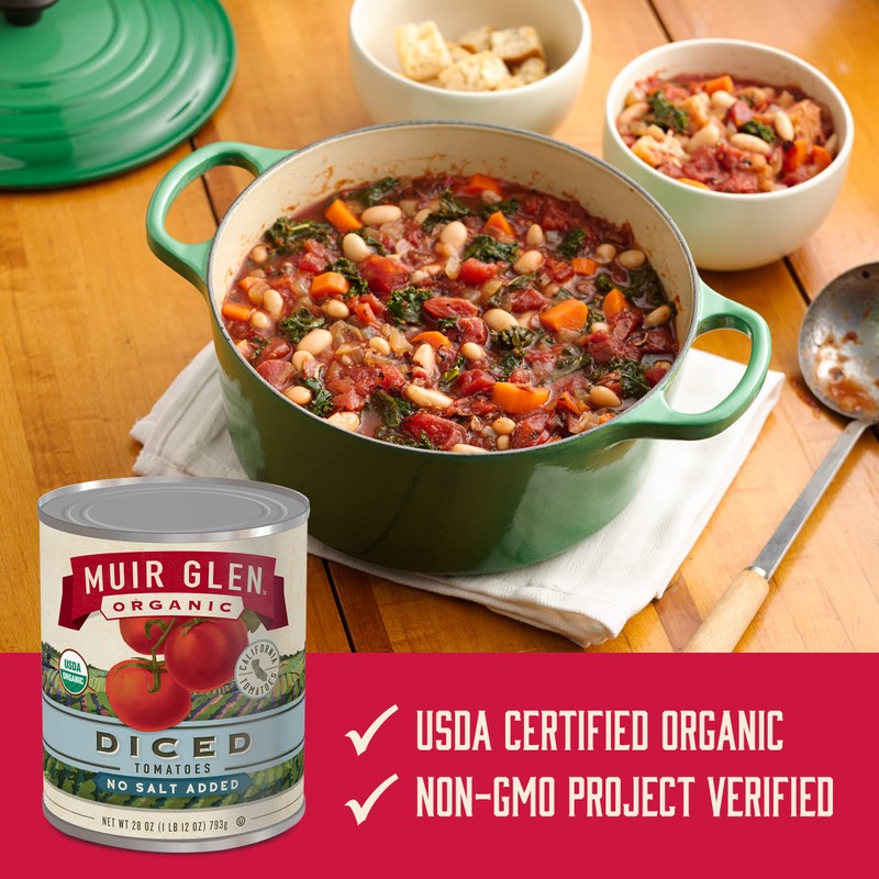 Muir Glen Organic Diced Tomatoes, No Salt Added, 28 oz