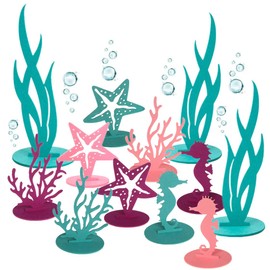 24Pcs Mermaid Party Decoration DIY Felt Table Centerpiece Under The Sea Party Decorations for Ocean Theme Girl Little Mermaid Birthday Baby Shower Party Supplies