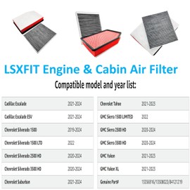 Filtro de aire de cabina y motor para Escalade, Silverado 1500, Silverado 1500 LTD, Silverado 2500 HD, Silverado 3500 HD, Suburban, Tahoe, Sierra 1500 LIMITED, Sierra 2500 HD, Sierra 3500 HD, Yukon,