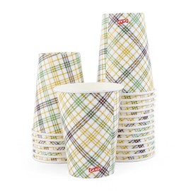 Glad Everyday Disposable Paper Cups with Harvest Weave Design | Heavy Duty Paper Cups, Drinking Paper Cups for All Beverages and Everyday Use | 12 Ounces, 20 Count