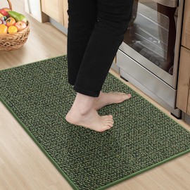 BEQHAUSE Kitchen Rugs 20"x32", Non-Slip Kitchen Mats for Floor, Super Absorbent and Stain Resistant Kitchen Rugs, Machine Washable Rugs for Kitchen, Hallway, Laundry & Sink, Green