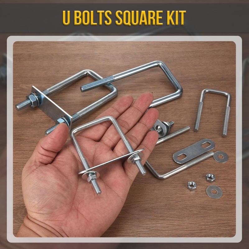 DTGN M8x50x100mm U Bolts Square Kit - 2Set - Carbon