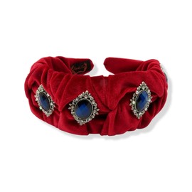 FunCosta Vintage rhinestone headband for women, velvet hair twist wide headband, fashion cute hair hoop headbands for girls. Hand-sewed vintage rhinestone headband. Assorted colors (Crimsion)