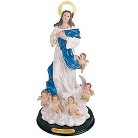 ICE ARMOR 12" H Immaculate Conception Virgin Mary with Angels Holy Figurine Religious Decoration Office Desk/Home/Living Room/Table Decor, Perfect House Warming Gifts for New Home