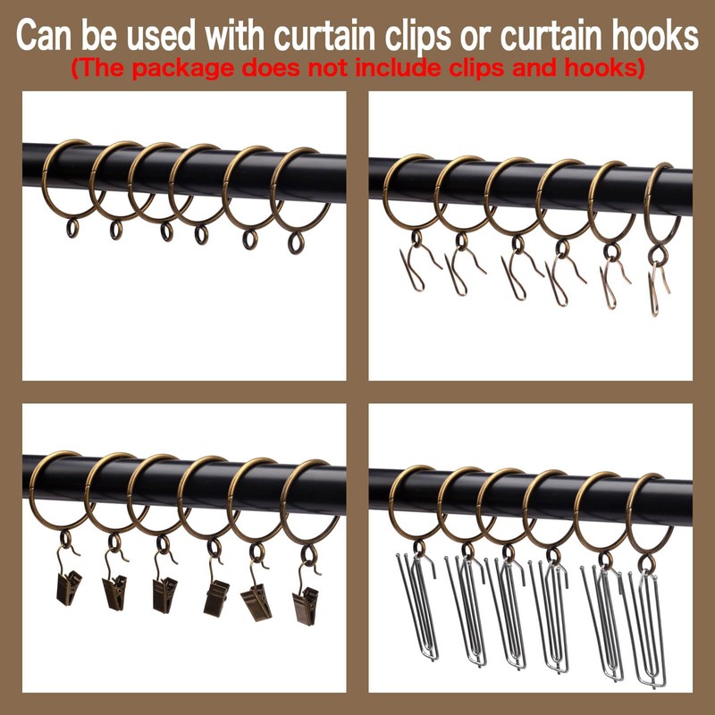 Openable Curtain Rings with Eyelets,1inch Heavy Duty Rustproof Metal Drapery