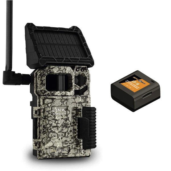SPYPOINT Link-Micro-S-LTE-V Trail Camera Cellular Solar Panel 10MP Photos Night Vision 4 LED Infrared Flash 80'Detection Flash Range 0.4second Trigger Speed Game Cell Cameras for Hunting-For USA only