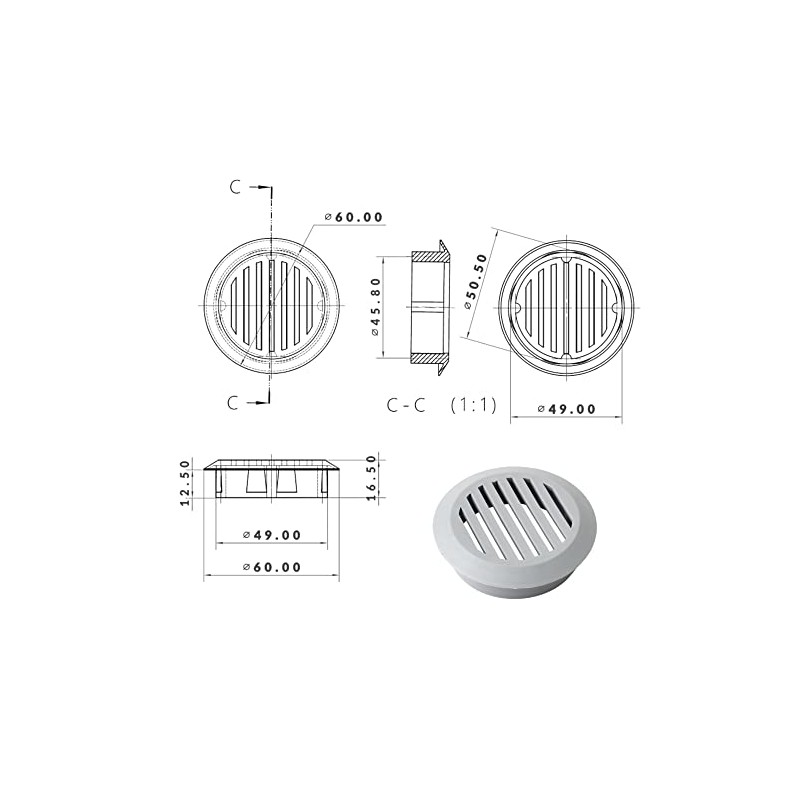 cyclingcolors 10x Ventilation Grille Exhaust Grille Outer Grille Round Total