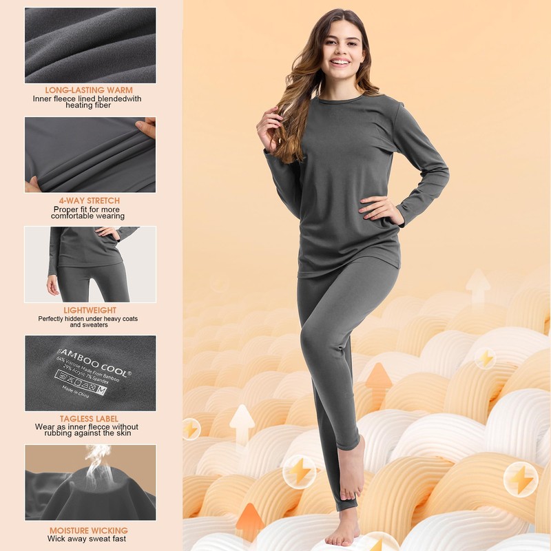 BAMBOO COOL Thermals Base Layer Women Thermal Womens Bamboo Winter
