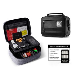 HELMET HEAD Smell Proof Case with Combination Lock + Grinder Card | Durable Water Repellent Smell Proof Bag Container for Your Herbs & Accessories (Black)
