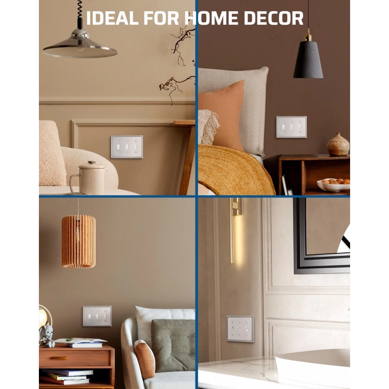 DEWENWILS Sunken Pearls Decorative Wall Plate Switch Triple Toggle, 2