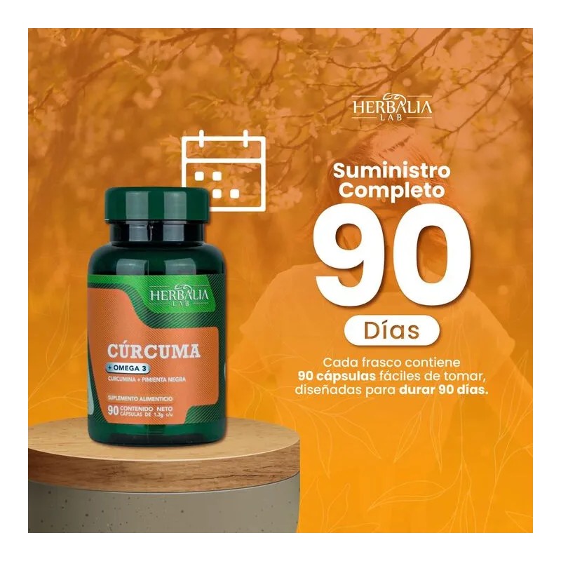 Cúrcuma Con Pimienta Negra + Omega 3, Curcumina Herbalia Lab