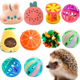 VZqola 10 pcs Cute Hedgehog Enrichment Toys Hedgehog Supplies Cage Accessories Small Animal Ball Bell Pet Interactive Stuffed Toys Exercise Ball for Hamster Lizard Turtle Rats