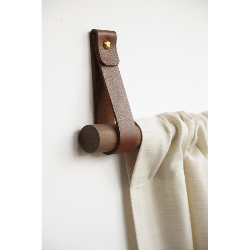 Keyaiira - Medium Brown Leather Wall Hook, Wall Hanging Strap
