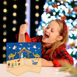 WaaHome Nativity Advent Calendar 2024 Kids - Religious Advent Calendar Stickers Jesus Christian Nativity Scene Christmas Countdown Calendar Decor for Kids Gifts B