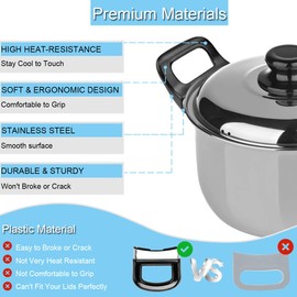 EATBALE Pan Side Handles Replacement, Pan Handles Ear Cooking Pan Panhandle, No Scalding Bakelite Pressure Short Pan Side Handles for Home Kitchen Cookware Tools (Black 2 Set)