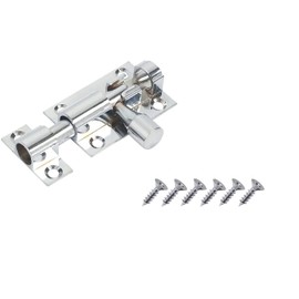 SISI UK® 38mm Door Bolt, Polished Chrome Barrel Door Bolt Lock, Door Latch with Screws, Ideal Door Locks for Internal & External Doors for Bedroom, Bathroom, Toilet, Gate, Cupboards & Cabinets