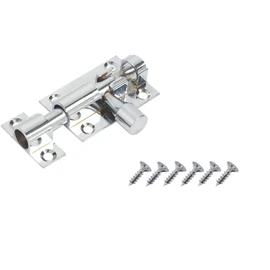SISI UK® 38mm Door Bolt, Polished Chrome Barrel Door Bolt Lock, Door Latch with Screws, Ideal Door Locks for Internal & External Doors for Bedroom, Bathroom, Toilet, Gate, Cupboards & Cabinets