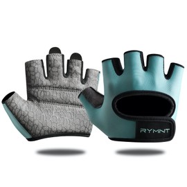 RYMNT Minimal Weight Lifting Gloves,Short Micro Workout Gloves Grip Pads with Full Palm Protection & Extra Grip for Men Women Weightlifting,Gym,Exercise Training.Aqua-Medium
