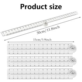 4 Pack Foldable Ruler, Ruler 30cm Folding, Sturdy and Practical Ruler, Transparent Folding Ruler, Flexible ruler for School, Office, Student, Kids, Teacher