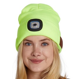BLACK DECK Unisex LED Bluetooth Beanie with Hands-Free LED Flashlight and Wireless Stereo Headphones (Light Green)
