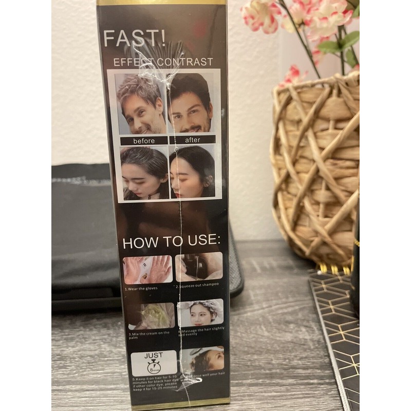 Nutrimivida 2 Bottles of Natural Black Hair Dye Shampoo 5