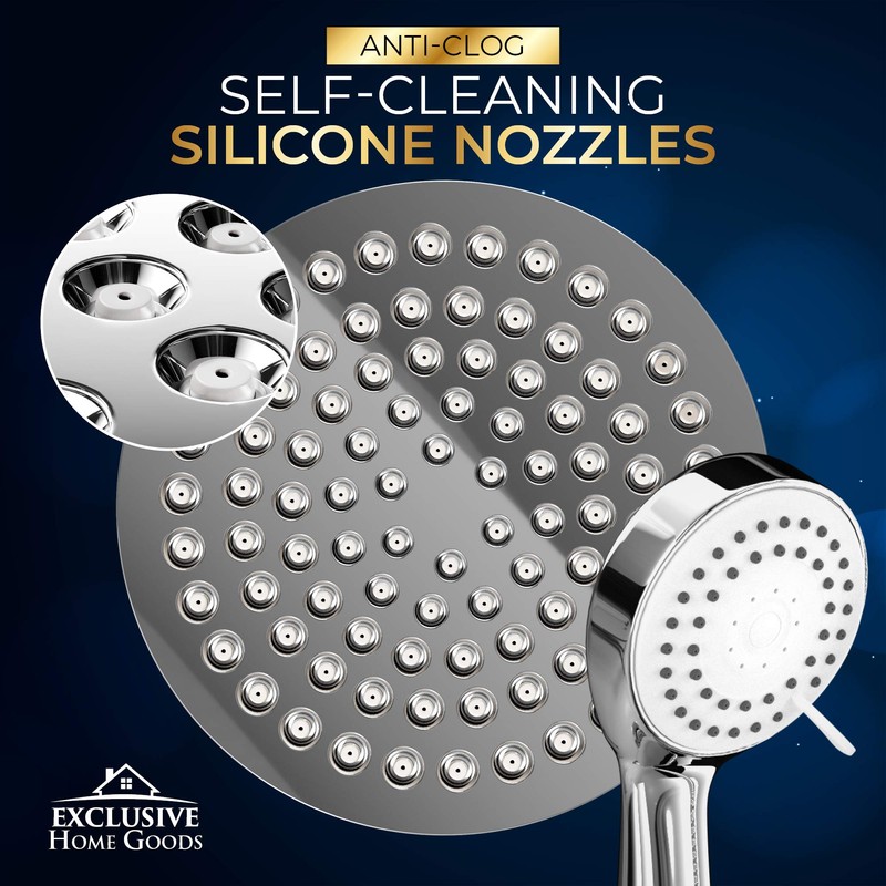 Shower Head With Handheld Combo, 6 Inch High Pressure Rainfall
