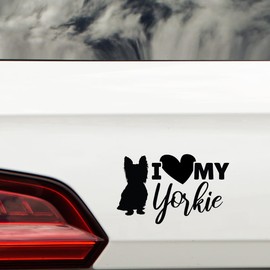 I Love My Yorkie Fun Waterproof Sticker - Decals for Car Bumpers, Laptops, Mirrors, Windows - Gift for Dog Lovers (Black)
