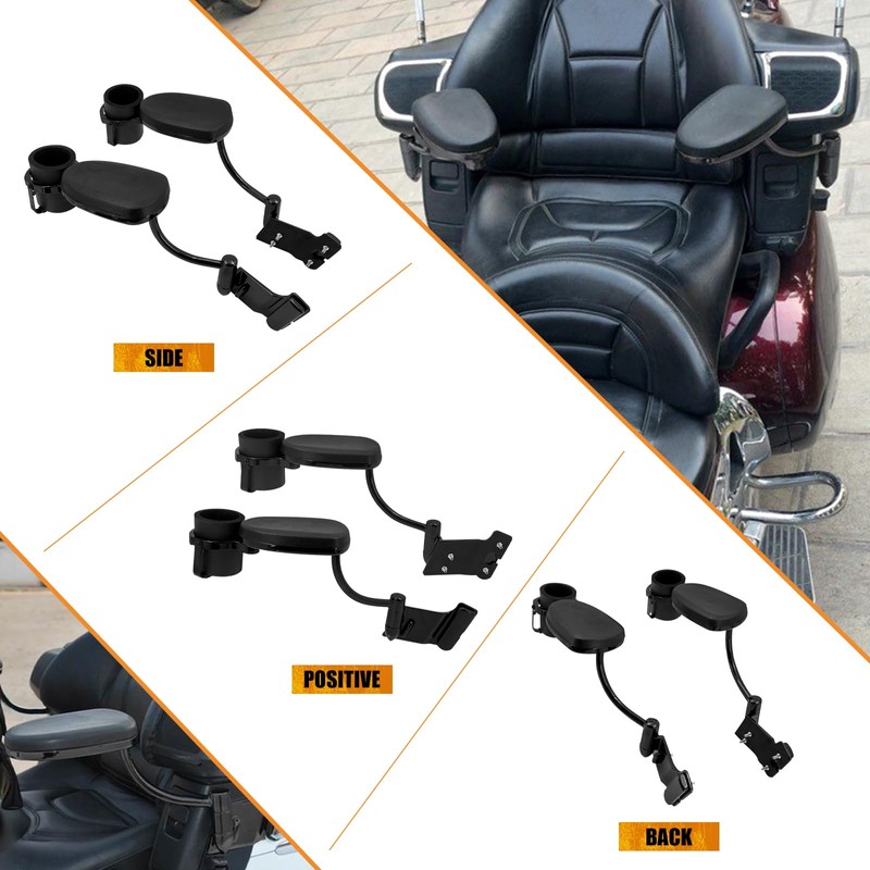 HCmotorku Black Passenger Armrests with Cup Holder Adjustable Fit for