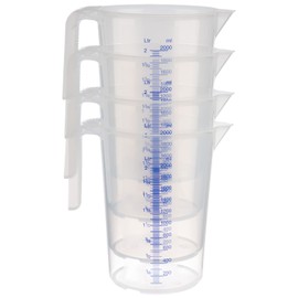 APS Measuring Jug 2 Litres, Diameter 15 x Height 20.5 cm, Plastic Cup with Embossed Scale Outside, Open Handle, L/ml Divisions, Dishwasher Safe