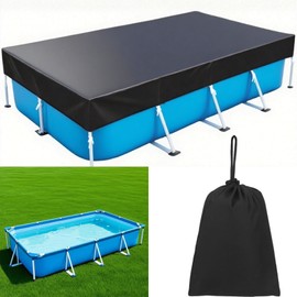 177in x 87in Rectangle Pool Cover for Above Ground Pool, Heavy-Duty Waterproof Dustproof Solar Cover, Made of 210D Heavy-Duty Waterproof Oxford Fabric, with Strong Tear Resistant and Fade Resistant