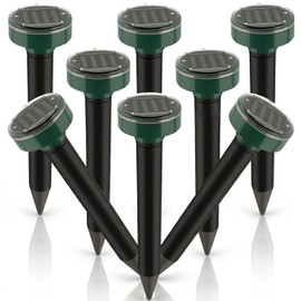 2026 Upgraded Solar Mole Repellent,8 Pack Ultrasonic Gopher Repellent Stakes for Lawn & Garden,Waterproof Vole Deterrent for Mole,Gopher,Groundhog,Chipmunk,Mole Repellent Solar Powered
