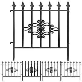 AMAGABELI GARDEN & HOME Decorative Garden Fence 27inx11ft Animal Barrier Fence Outdoor Coated Rustproof Metal Garden Fencing Panel Iron Folding Edge Wire Border Fence Patio Landscape Vegetable Bed