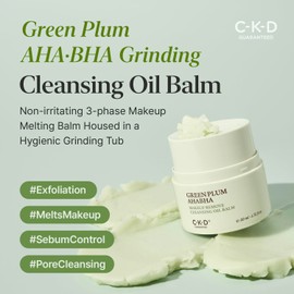 CKD Green Plum AHA·BHA Grinding Cleansing Oil Balm - Sherbet Balm Korean Cleanser for Makeup, Sebum & Blackhead Removal. Exfoliating with 4-Acid Complex for All types of Skin. 1.75 fl oz