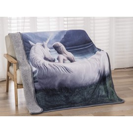 Anne Stokes Signature Silk Touch Sherpa Lined Throw Blanket (Beyond Words)