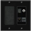 Wallplate City 1 Port CAT6 COAX HD PHONE Wall Plate-Brush Black/Black