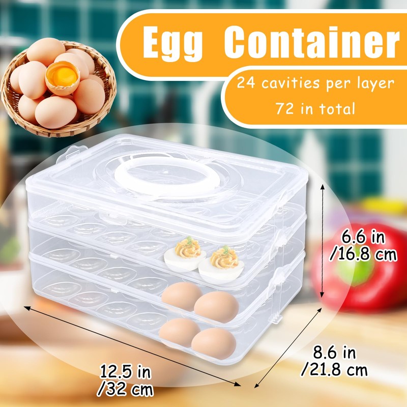 Jgalnim 3 Layer Deviled Egg Trays Containers with Lid,Plastic Refrigerator