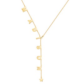 Custom Name Vertical Letter Initial Pendant Necklace, Silver and Gold, Star Charm, Fashion Jewelry for Women Men