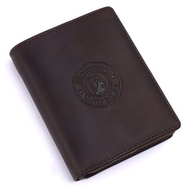 Leather Wallet with RFID Protection, Wallet with Protected Card Slots, Men's Wallet Made of High-Quality Leather, with Coin Compartment and Credit Card Protection, dark brown