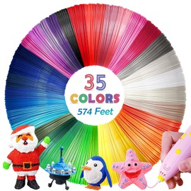35 Colors 3D Pen PLA Filament Refills, 16.4 ft per Color Total 574 ft–1.75 mm PLA Filament, Compatible with MYNT3D / SCRIB3D Printing Pen, Not Support for 3Doodler Pen