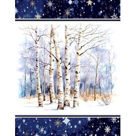 Birch Trees in Winter Novelty Notebook - Snowflake Design: 8.5" X 11" 140 Pages Wide Ruled Paperback