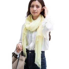 Harewith Scarf Stole [Fall & Winter] Women's Muffler, Thin, Large, UV Protection, UV Protection Measures, Sunburn Prevention, Wrap [Japanese Brand] Cotton, Cool to the Touch, Mother's Day, yellow